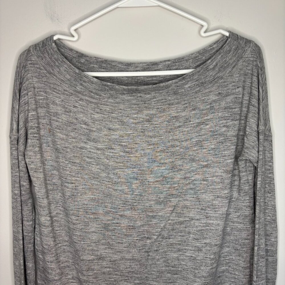 ATHLETA Luxe Pose Tunic Women's S Gray Boat Neck Stretch Long Sleeve